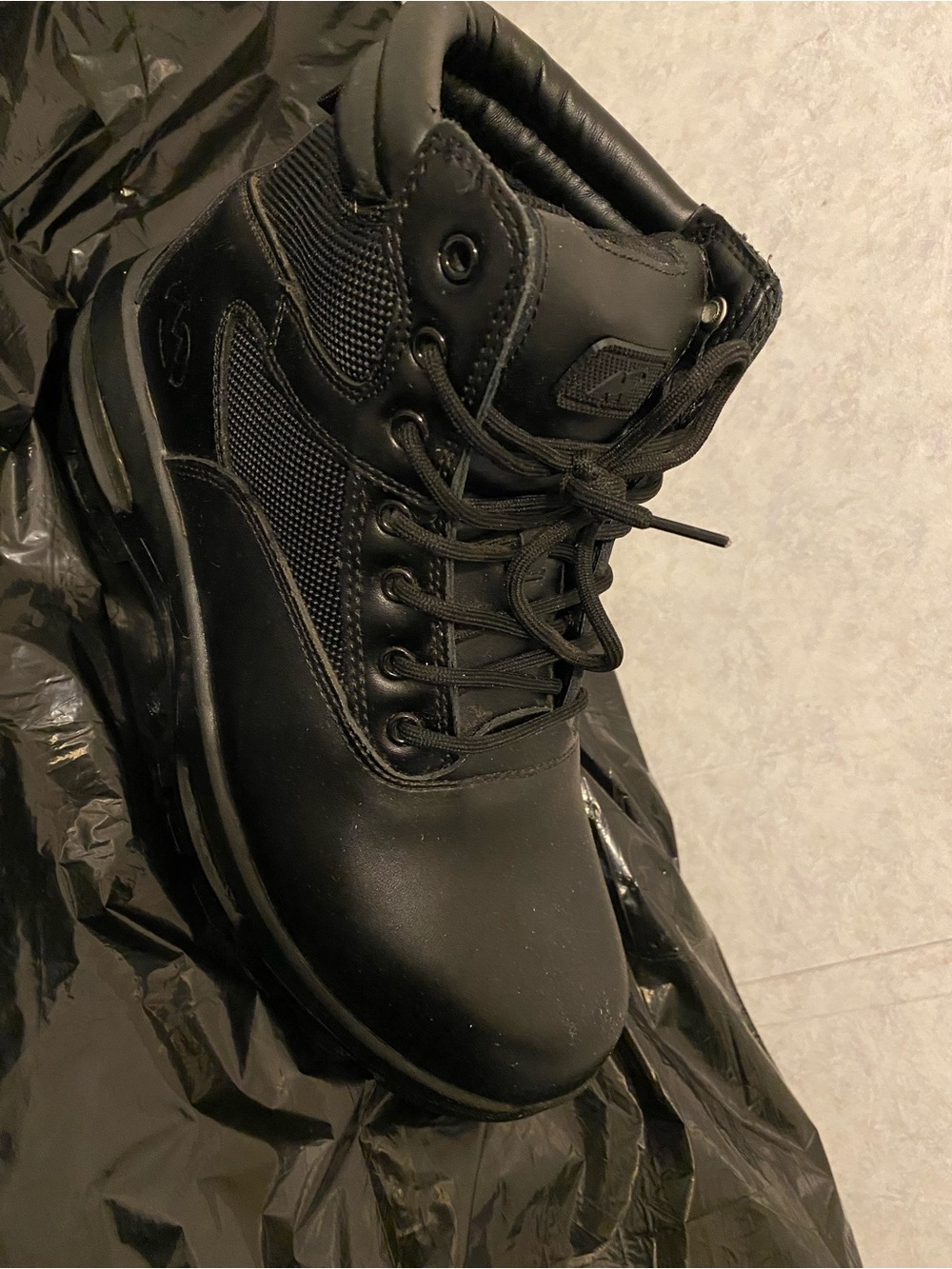 Men's Black Lace-Up Work Boot with Padded Collar